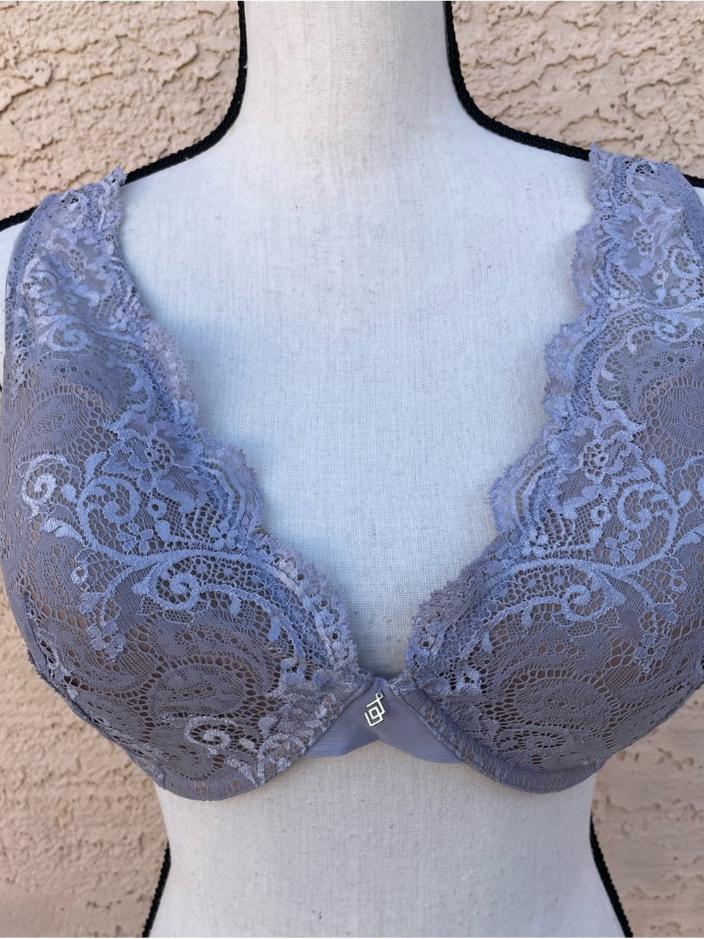 Third Love bra lace contour plunge 24/7 floral lined dainty lavender 38D